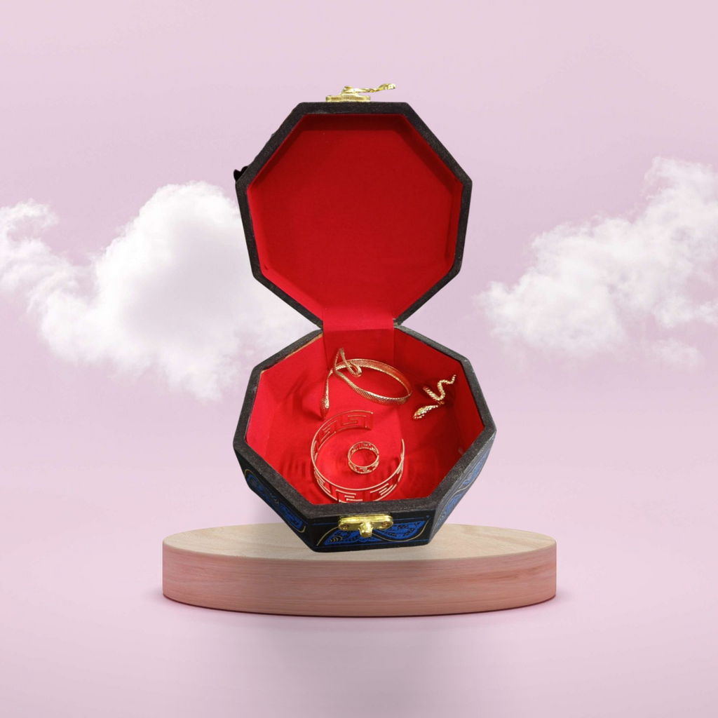 Octagon Blue Naqshi Jewlery Box