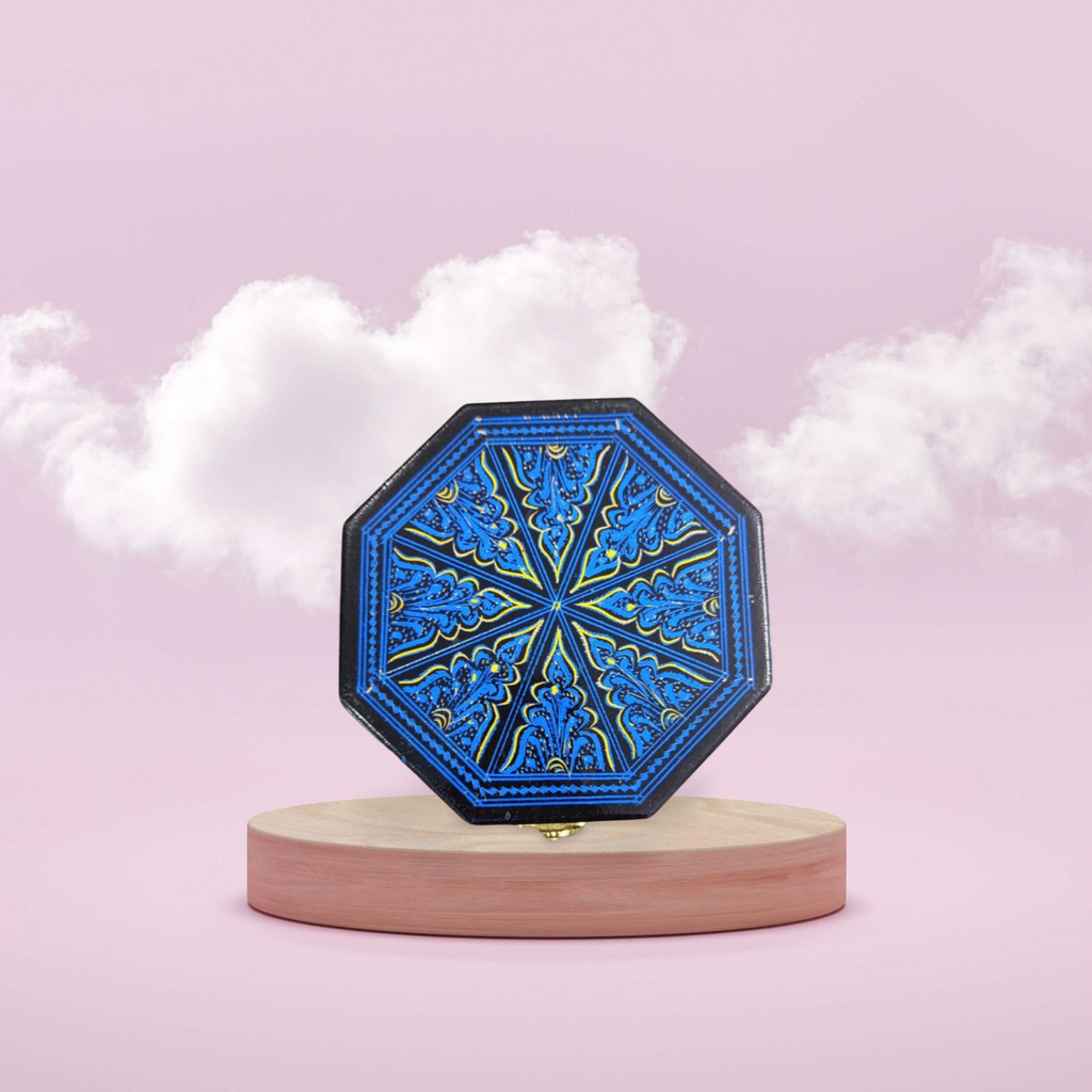 Octagon Blue Naqshi Jewlery Box