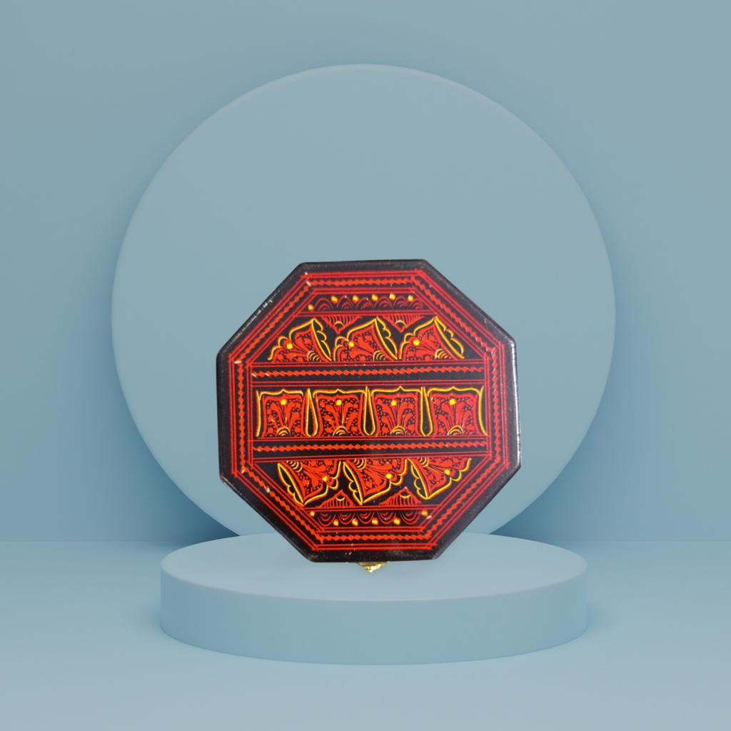 Octagon Red Naqshi Jewlery Box